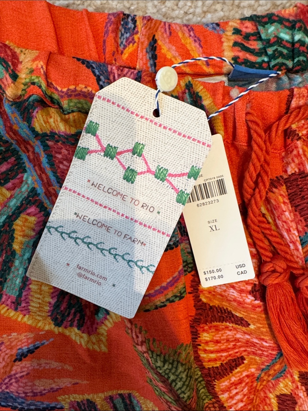NEW FARM RIO Bright Orange Tropical Print Wide Leg Pants - Picture 6 of 7